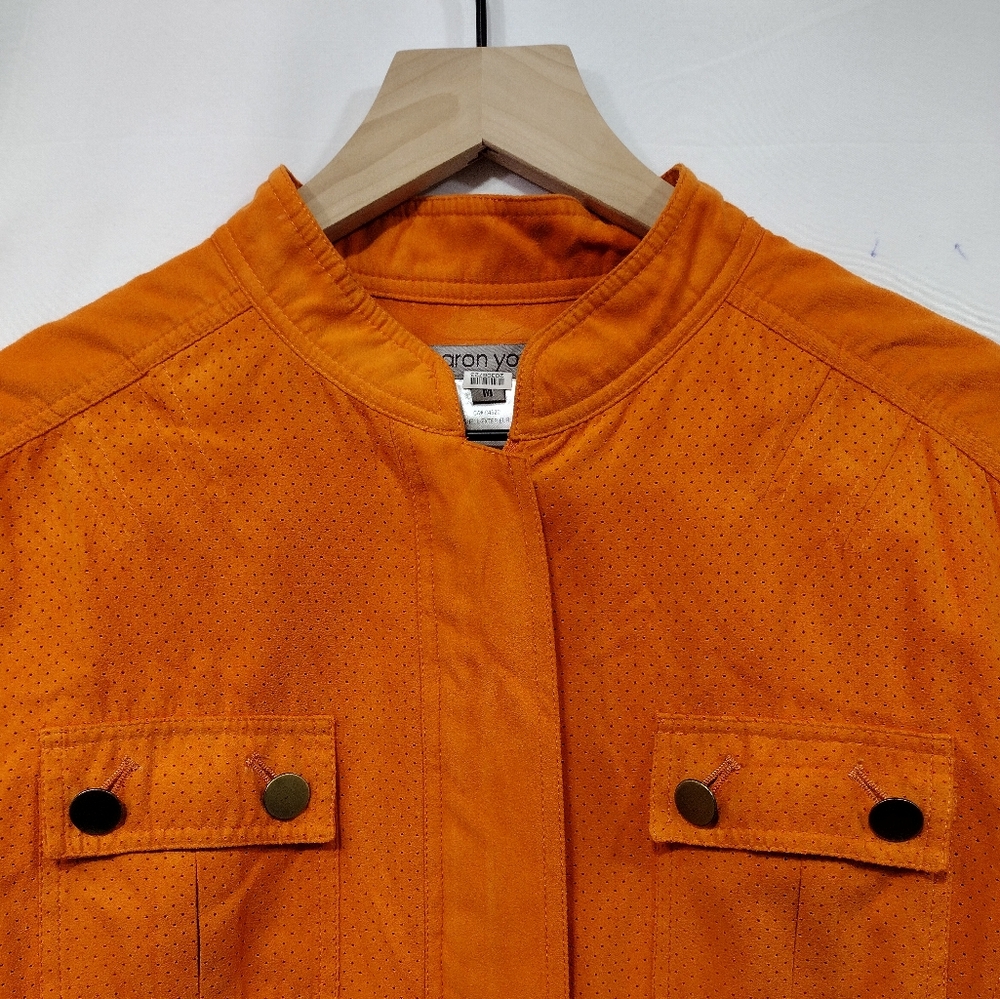 Sharon Young Utility Jacket Womens M Orange Retro 90s Y2K Casual Halloween - Picture 2 of 8